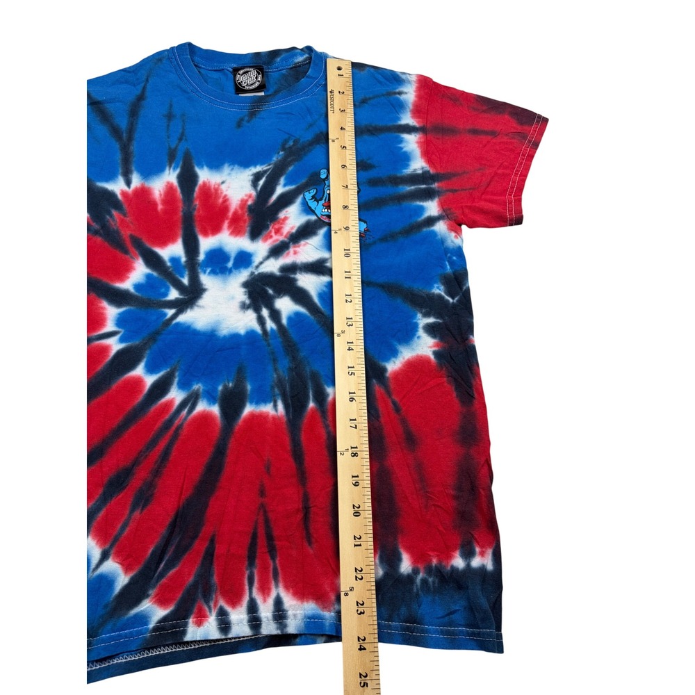 Santa Cruz Screaming Hand Tie Dye T-Shirt Red Blue Black Skate Tee Mens Small - Picture 6 of 8
